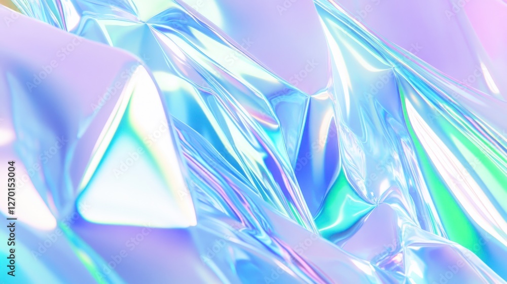 Poster iridescent abstract background with holographic foil texture and light reflections