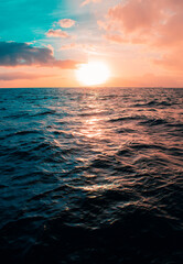 Sunset over the Sea in Honolulu, Hawaii