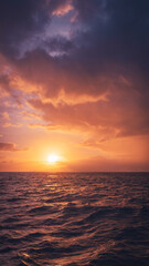 Sunset over the Sea in Honolulu, Hawaii