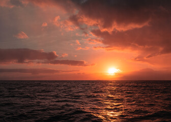 Sunset over the Sea in Honolulu, Hawaii