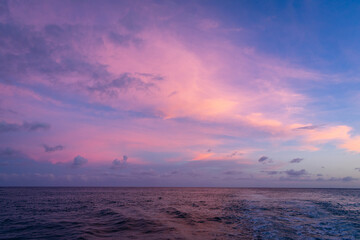 Sunset over the Sea in Honolulu, Hawaii