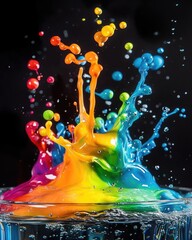 Ethereal Liquid Art Photography with Vibrant Paint Drops Creating Abstract Underwater Formations