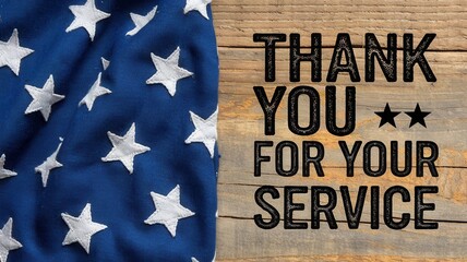 Fototapeta premium American flag with thank you for your service text
