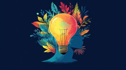 Creative Thinking: A Vibrant Mind with Blooming Ideas and Innovation