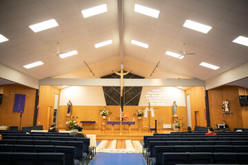 shot of religious Christian or catholic altar for prayers and worshipers
