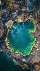 Naklejka premium Aerial View of a Volcanic Crater Lake