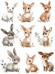 soothing watercolor baby pets, Baby animals watercolor collection with bunnies and lambs, baby animals watercolor illustrations featuring soft pastels