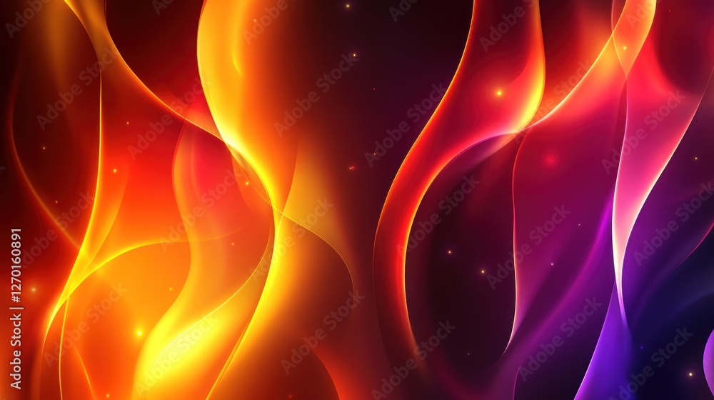 Poster abstract energetic background with dynamic flowing light curves