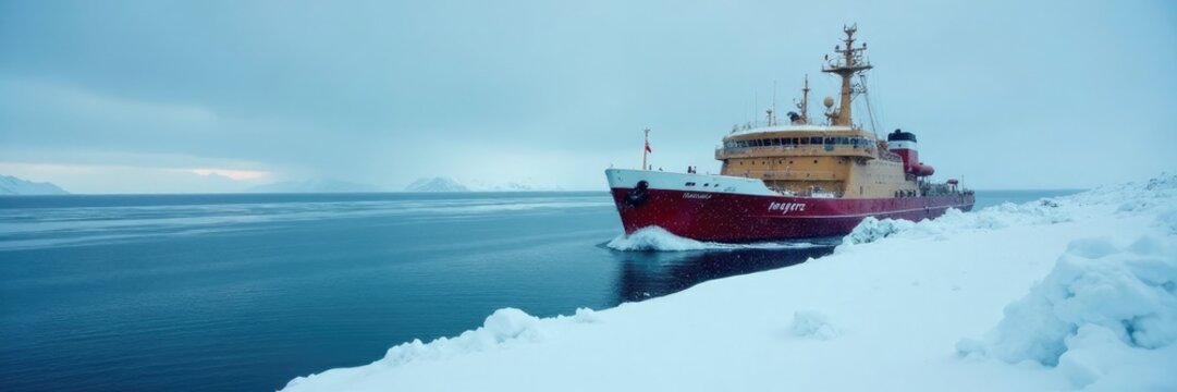 Ship buried under thick layer of Angara river's snow, cold, landscape