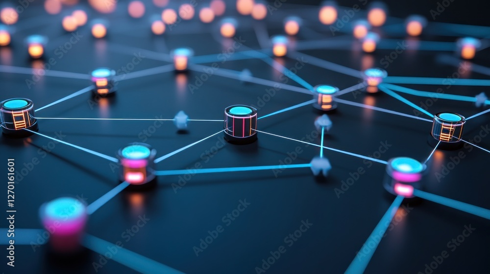 Poster futuristic network connection: abstract technology and communication concept