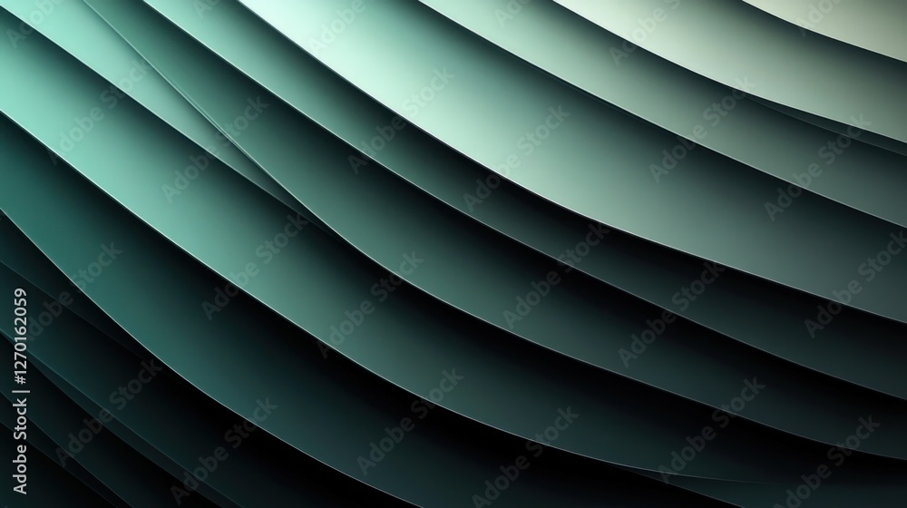 Poster elegant abstract wave pattern in shades of green and gray gradient