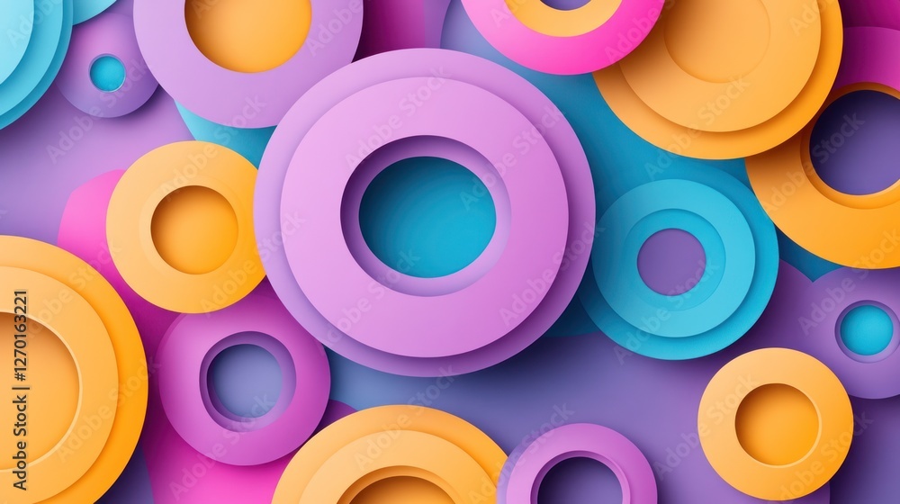 Poster vibrant abstract circles background with overlapping shapes and playful colors