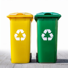 Green and Yellow Recycling Bins