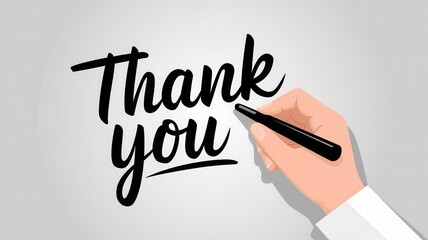 Hand is writing the phrase thank you in cursive