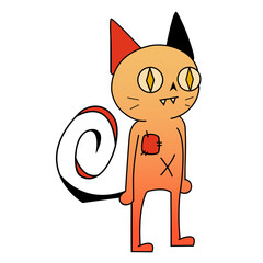 Funny cat cartoon in white background