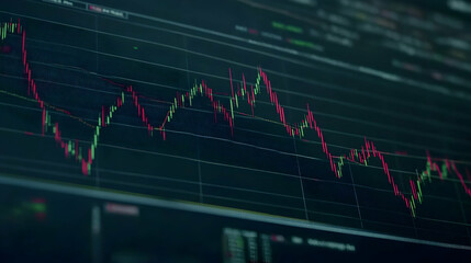 Stock market data on screen, office background