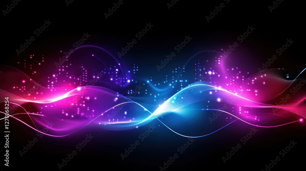 Poster abstract glowing waves background with particle effects and vibrant colors