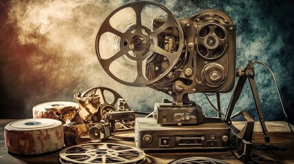 Obraz premium Old Style Movie Projector (Another Angle) - Classic Film Projector in Still Life 