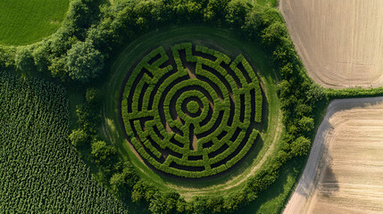 Intricate Maze Design with a Clear Solution Path Highlighted