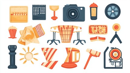Fototapeta premium Cinematography Icons - Movie and Cinema Icon Set for Graphics 