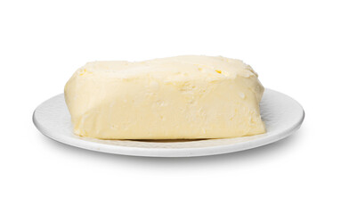 Block of tasty butter isolated on white