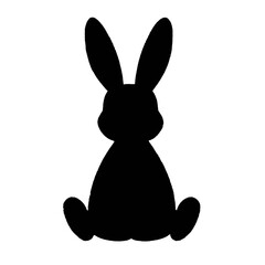 easter bunny black sillouette isolated transparent background 