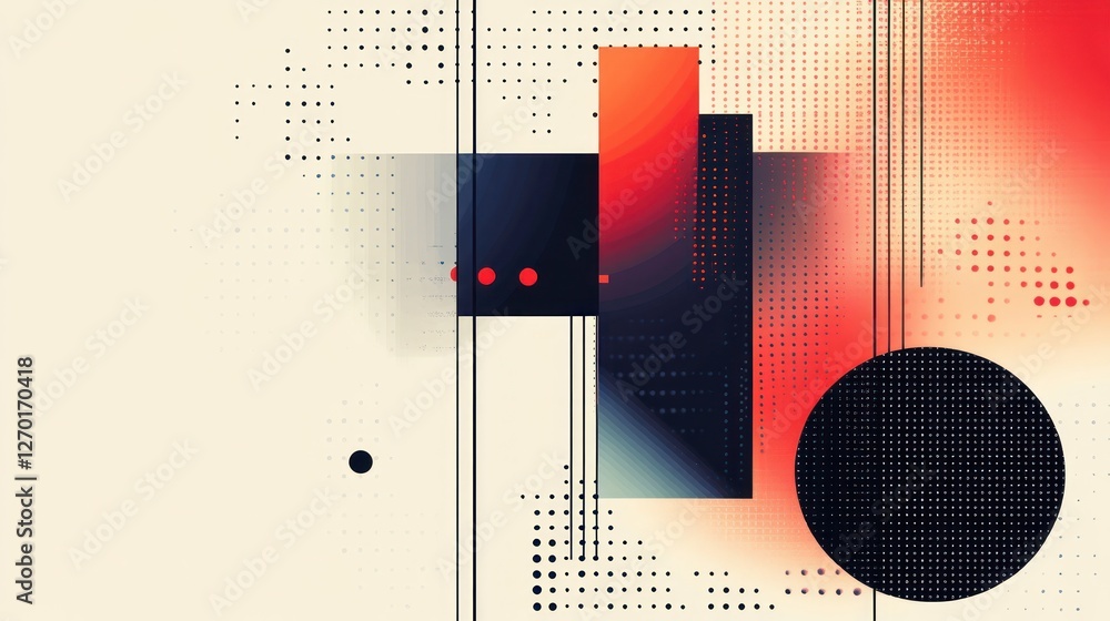 Poster dynamic abstract composition with geometric shapes and gradient background