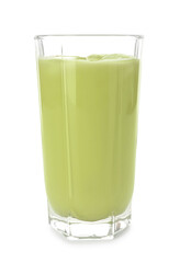 Fresh mung bean juice in glass isolated on white