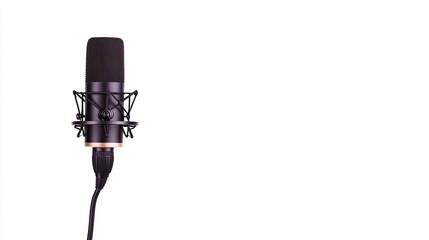 Professional microphone on a white background, ideal for music recording and podcasts