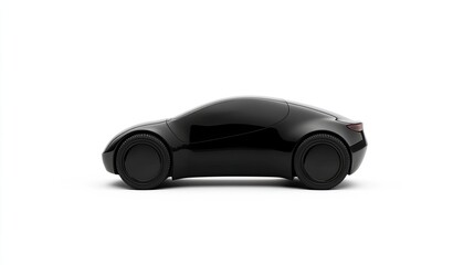 Sleek black electric car showcased in minimalist studio setting with white background