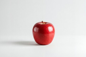 Single, vibrant red apple on white background.