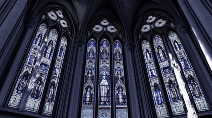 Obraz premium Gothic Cathedral Window With Intricate Stained Glass Details