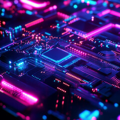 Fototapeta premium Blue and purple technology background circuit digital