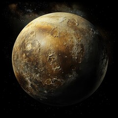 Majestic View of Pluto with Detailed Surface Features and Atmospheric Haze in Deep Space