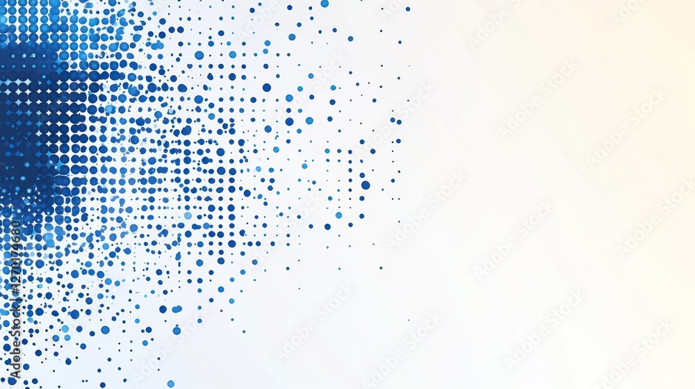 Poster dynamic blue halftone pattern on light background creates visual interest