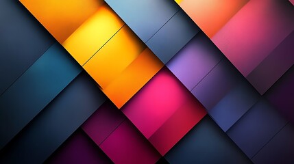 Abstract Geometric Design: Vibrant Color Blocks and Shadowed Layers
