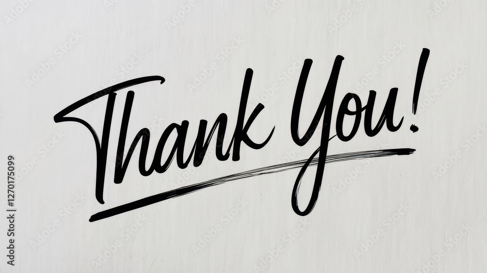 Poster handwritten thank you message displayed in black script lettering