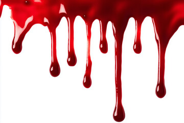 Dripping blood isolated on a white background flowing down