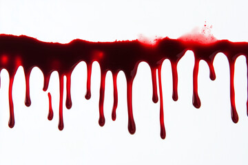 Dripping blood isolated on a white background flowing down