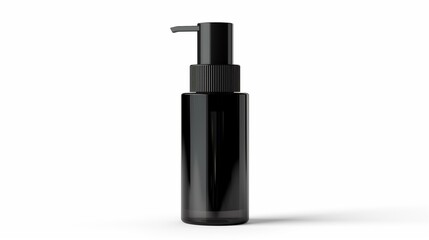 Elegant Black Cylindrical Bottle with Pump Dispenser for Liquid Products