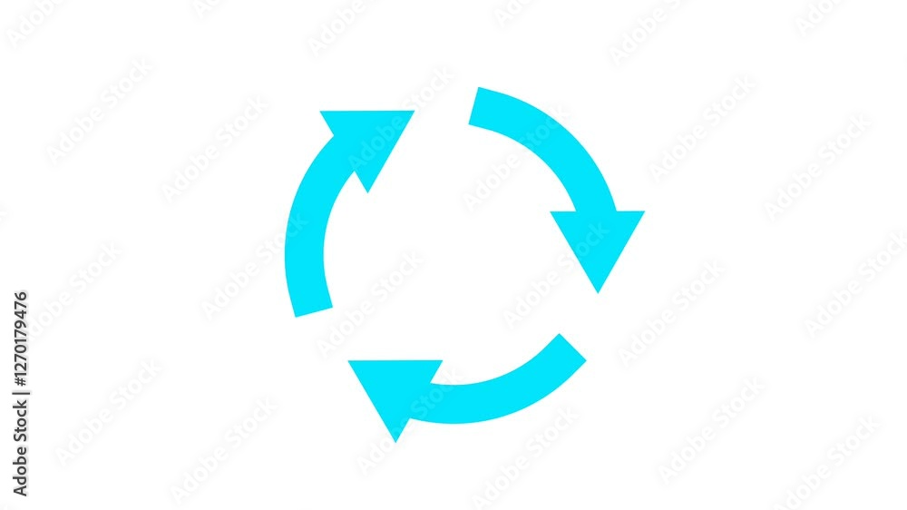 Poster loading arrow symbols spinning animation on a white background