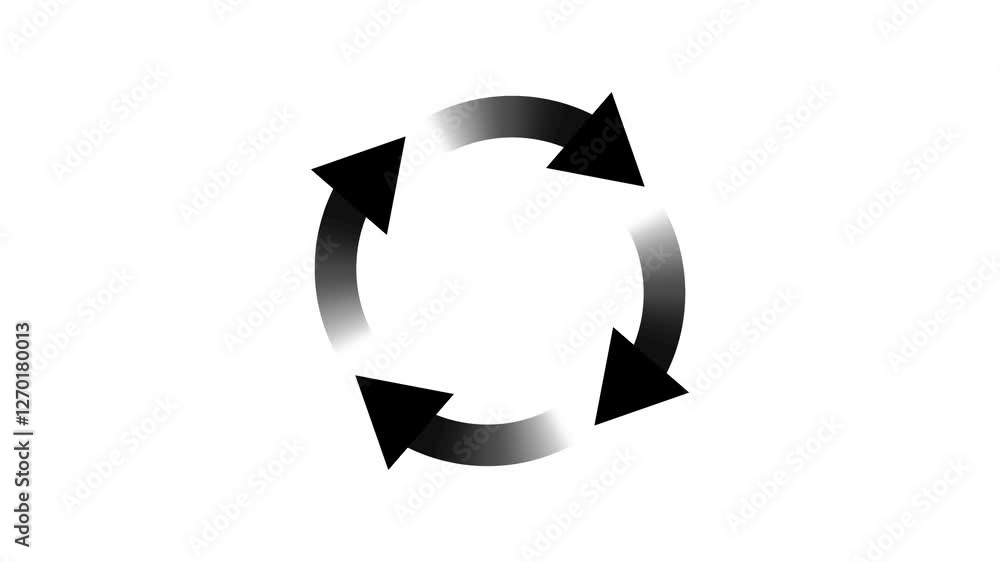 Poster loading arrow symbols spinning animation on a white background