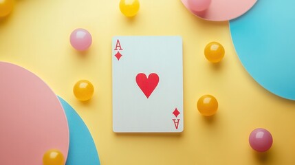 Ace of Hearts in a Pastel Dream: Abstract Card Game Aesthetic Scene