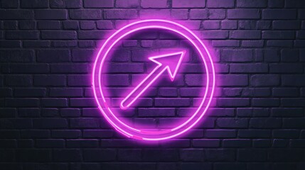 Neon Arrow Sign on Brick Wall
