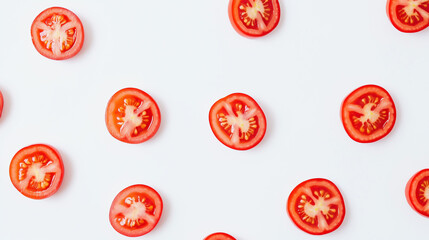 Tomato slices isolated on a white background