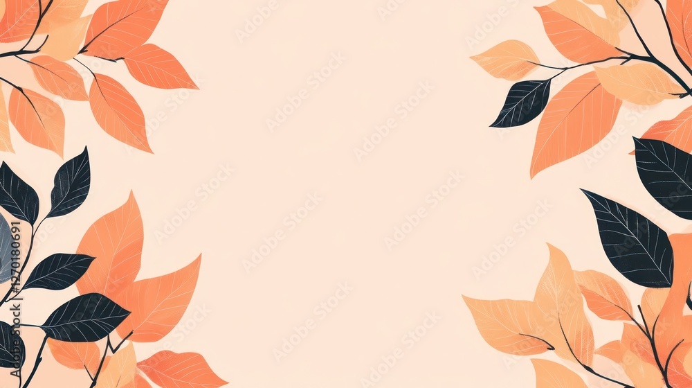 Poster elegant autumn leaves frame design with space for text on soft background
