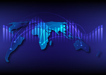 Abstract background with communication network world map