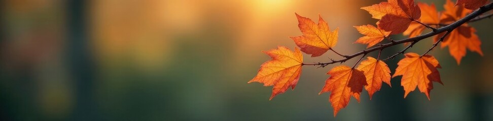 Fototapeta premium Amber-colored leaves cling to the branches of a bare tree, branch, leaf