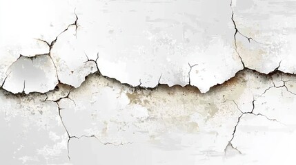Obraz premium Cracked White Wall Texture with Detailed Damage and Weathering Effects