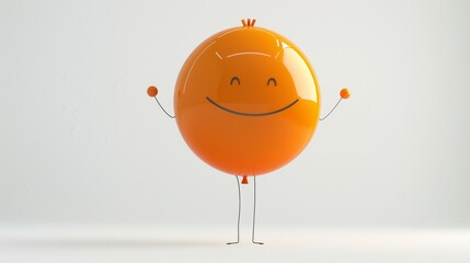 A Happy Orange Balloon Character with Tiny Arms and Legs